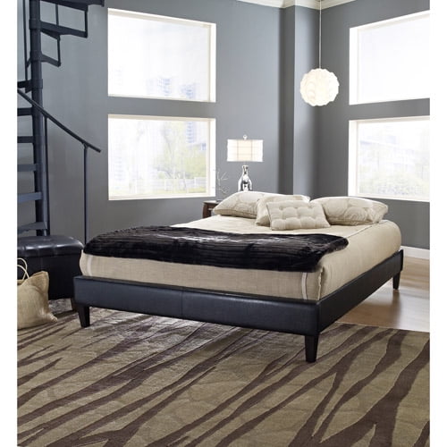 Premier Elite Faux Leather Twin Black Upholstered Platform Bed Frame