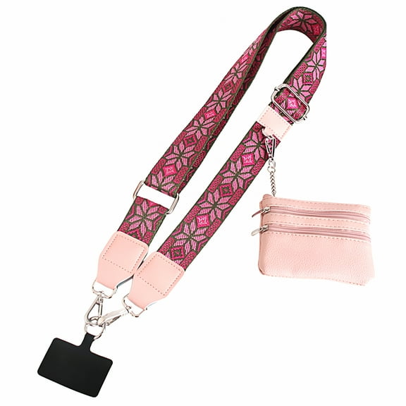 GASTROPOD Clip and Go Strap for Phone with Wallet Crossbody,Phone Strap with Wallet,Phone Strap Crossbody with Zipper Pouch Wallet Adjustable Pink