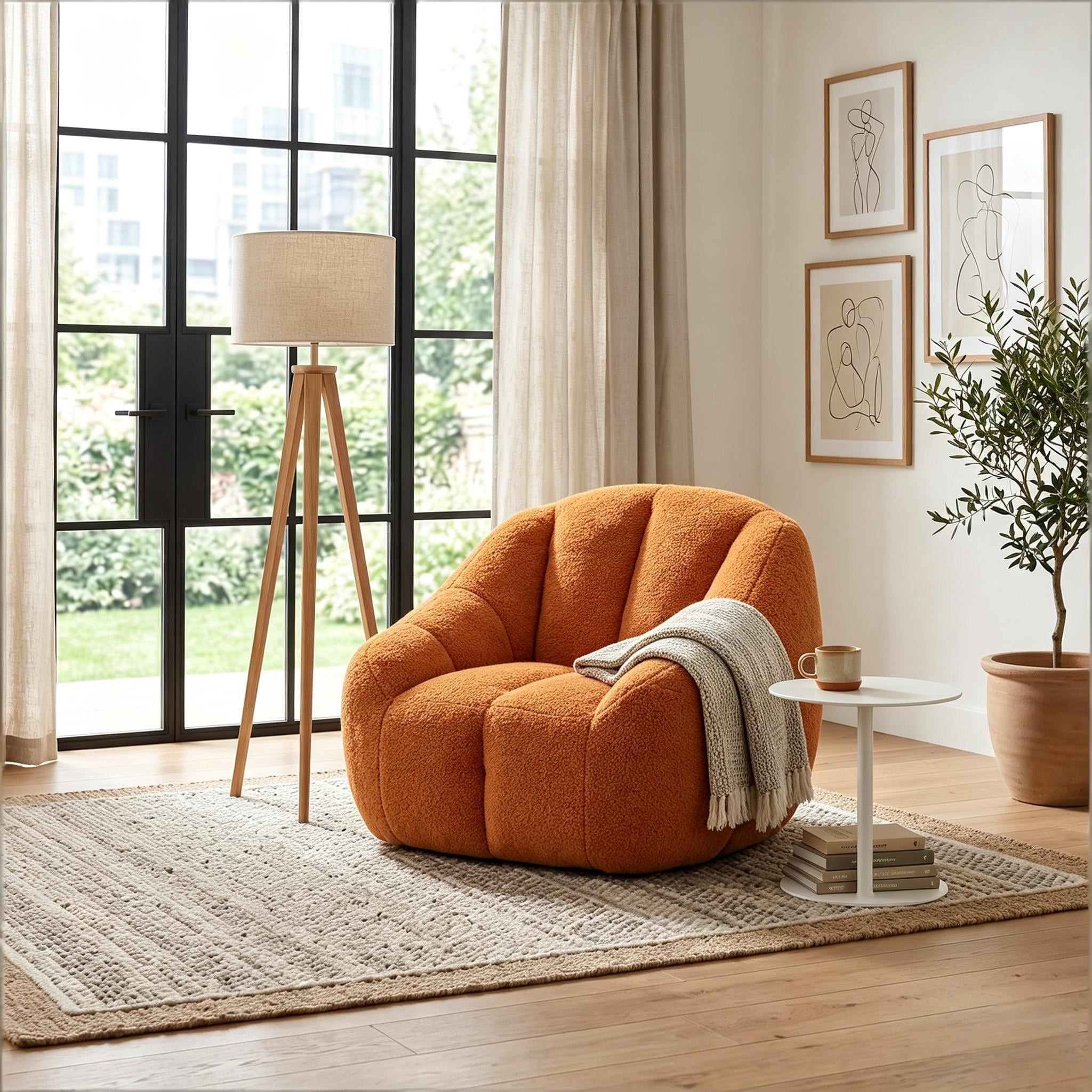 Howcool Bean Bag Chair with Filler, Memory Foam Tufted Fluffy Lazy Sofa for Living Room Dorm Apartment