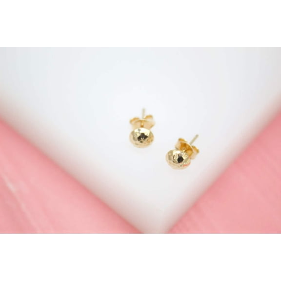 18K Gold Filled Simple Round Studs Circle Stud Earrings (L107)