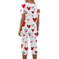 thumbnail image 5 of Garbnen Womens Valentines Pajama Set V Neck Short Sleeve Capri Pants Heart Print Womens 2 Piece Pajama Sets with Pockets, 5 of 7