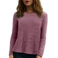 thumbnail image 4 of GEWSEY 3/4 Length Sleeve Womens Tops Lace Business Dressy Casual Blouses Spring Summer Fall Trendy Cute Work T Shirts (Purple, XXL), 4 of 6