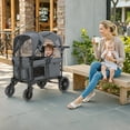 thumbnail image 3 of SACVON Baby Stroller Wagon for 2 Kids with Breathable Canopy,Parent Organizer,Removable Seat,2 Cup Holders,Gray, 3 of 12