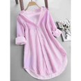 thumbnail image 6 of Women's Striped Button Down Shirts Classic Long Sleeve Stylish Collared Work Blouses Tops Pink XL, 6 of 7