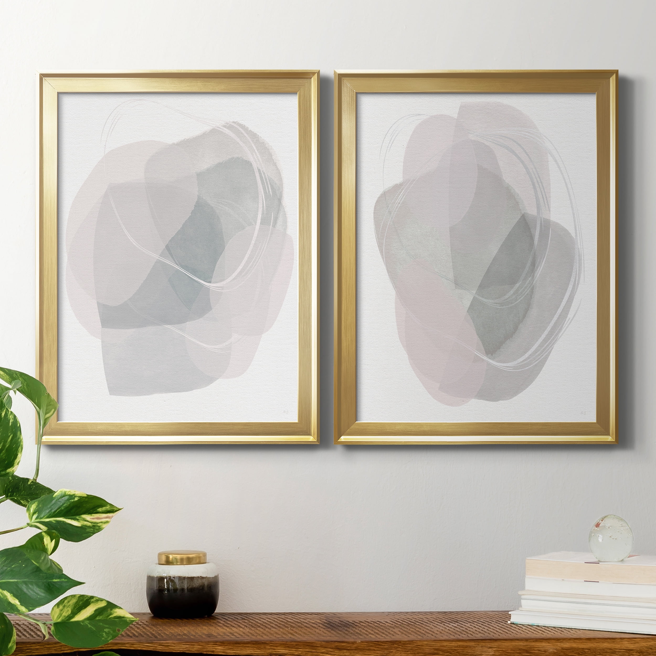 2 Piece Set River Jewels I Premium Framed Canvas - Ready to Hang - 18.5 x 24.5 Each - Gold Frame