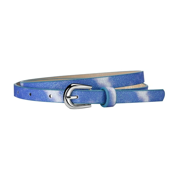 ZACPNCV Kids Belt for Girls Durable PU Leather Belt Metal Buckle Heart Circle Hole Youth Toddler Belt for Uniform Casual Light Blue Free Size