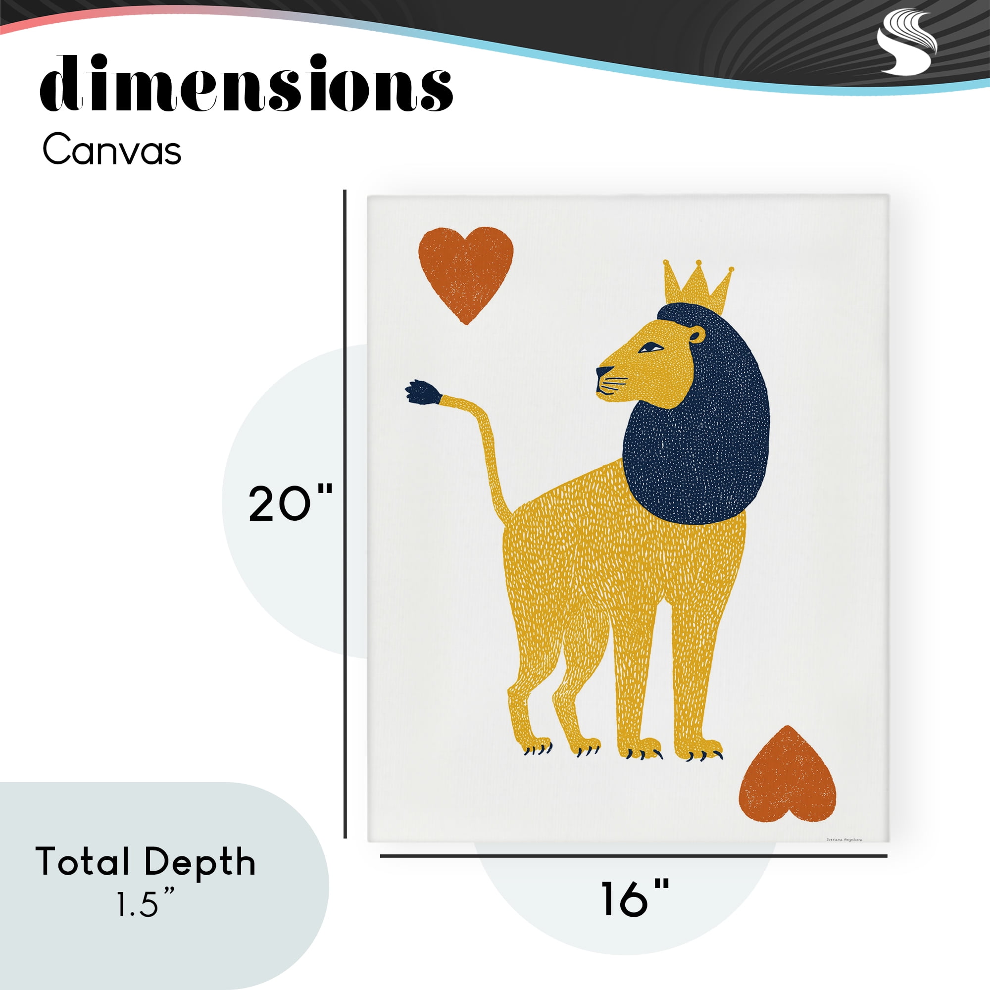 Lion & Hearts Card Canvas Wall Art, design by Svetlana Aleynikova