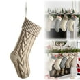 thumbnail image 2 of Christmas Stockings: 1 Pc 18" Multicolor Cable Knit Personalized Christmas Stockings, Rustic Hanging Xmas Stockings Farmhouse Knitted Stockings Decorations for Family Holiday Decor(Linen1,18x2"), 2 of 9