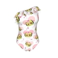 thumbnail image 4 of Yiaed Avocado Lovers Print Women One Piece Swimsuits Tummy Control One Shoulder Bathing Suits Pattern Ruffle Swimwear-X-Large, 4 of 8