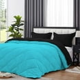 thumbnail image 4 of D.N.G. BEDDINGS 5 Piece Luxury Reversible Diamond Pattern Comforter Set Premium Super Soft, All Season 800 TC, 100% Egyptian Cotton Full/Queen Size Turquoise Blue/Black Solid Color, 4 of 7