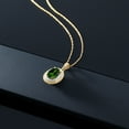 thumbnail image 5 of Gem Stone King 14K Yellow Gold Pendant 1.35 Ct Oval Green Chrome Diopside White Diamond, 5 of 5