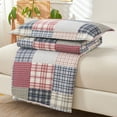 thumbnail image 3 of King Size Quilt Set Bedding Reversible Bedspread Coverlet Home Lightweight Quilts Coverlet Country Mens Plaid Patchwork Bedding Printed Microfibers Quilt Set Beige, 3 of 7