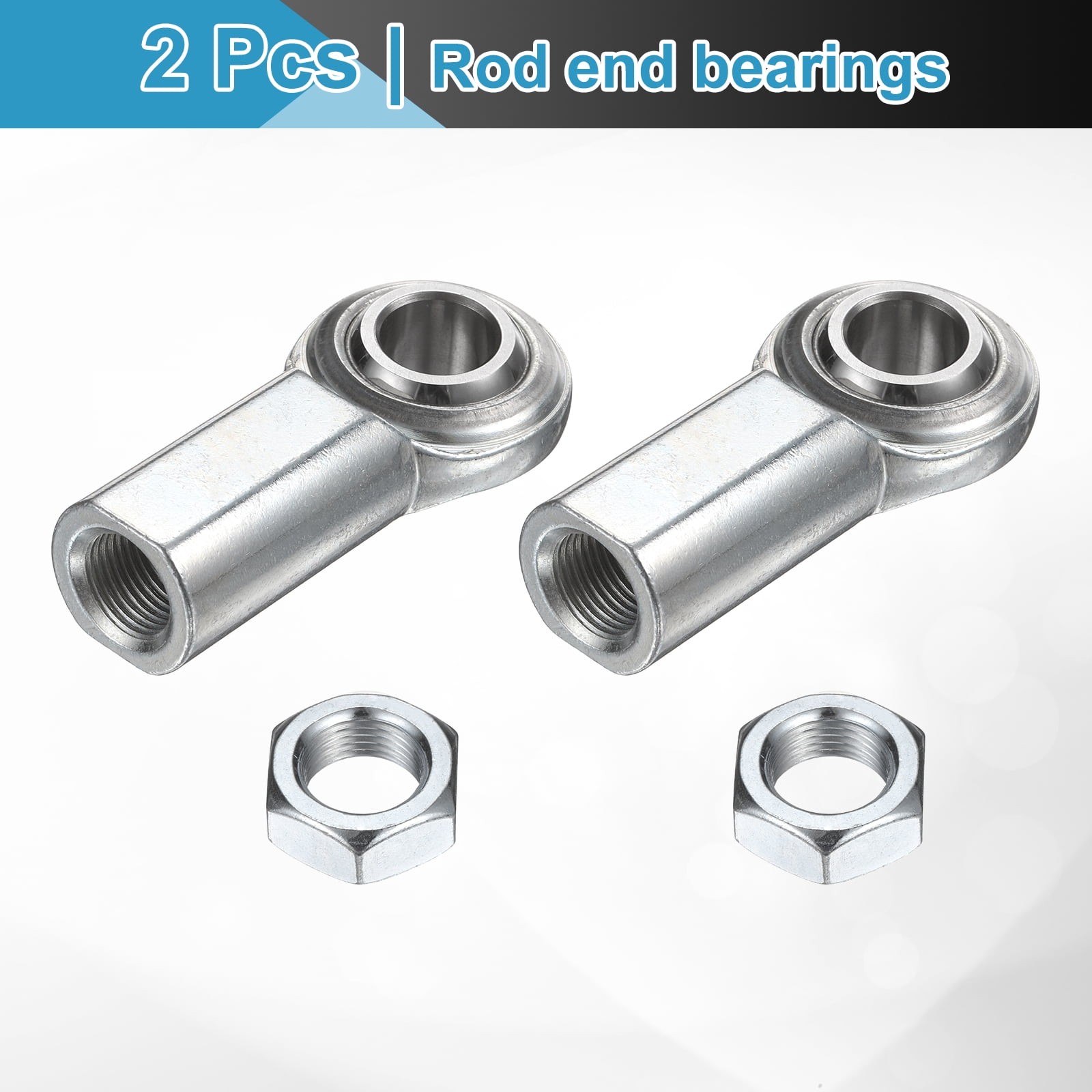 2 Pack CF10 Rod End Bearing 5/8" Bore, RH 5/8-18 UNF Right Hand Female Thread, 1045 Steel Rod Ends Joint with Jam Nut