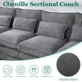 thumbnail image 4 of MOONMIS 106" U Shape Sectional Sofa Cloud Couch for Living Room, Upholstery Comfy Modular Sofas, 4 Seat Chenille U-Shaped Sleeper Sofa with Chaise Lounge, Ottoman & Pillows, 4 of 6