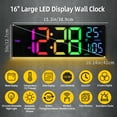 thumbnail image 5 of LEIKE 16.2" Large LED Digital Wall Clock with 8 Colors, 5-Level Brightness Adjustment, ℃/℉ Temperature Display, Big Numbers Alarm Clock for Bedroom Office Living Room, Timer, 5 of 8