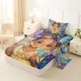 thumbnail image 2 of Castle Fairy Cartoon Black Girl Twin Sheets 3pcs,Watercolor Flying Butterflies Bedding,Brown Blue,1 Fitted Sheet, 1 Flat Sheet and 1 Pillowcase, 2 of 6