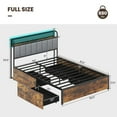 thumbnail image 3 of Gymax LED Bed Frame Full Size w/ Charging Station Upholstered Headboard 4 Drawers, 3 of 10