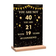 Trgowaul Black Gold 40th MMF7Birthday Party Decorations Men 40th Birthday Acrylic Table Sign with Stand, 40th Birthday Party Gifts for Men, 40 Year Old Party Table Centerpiece Supplies Decor