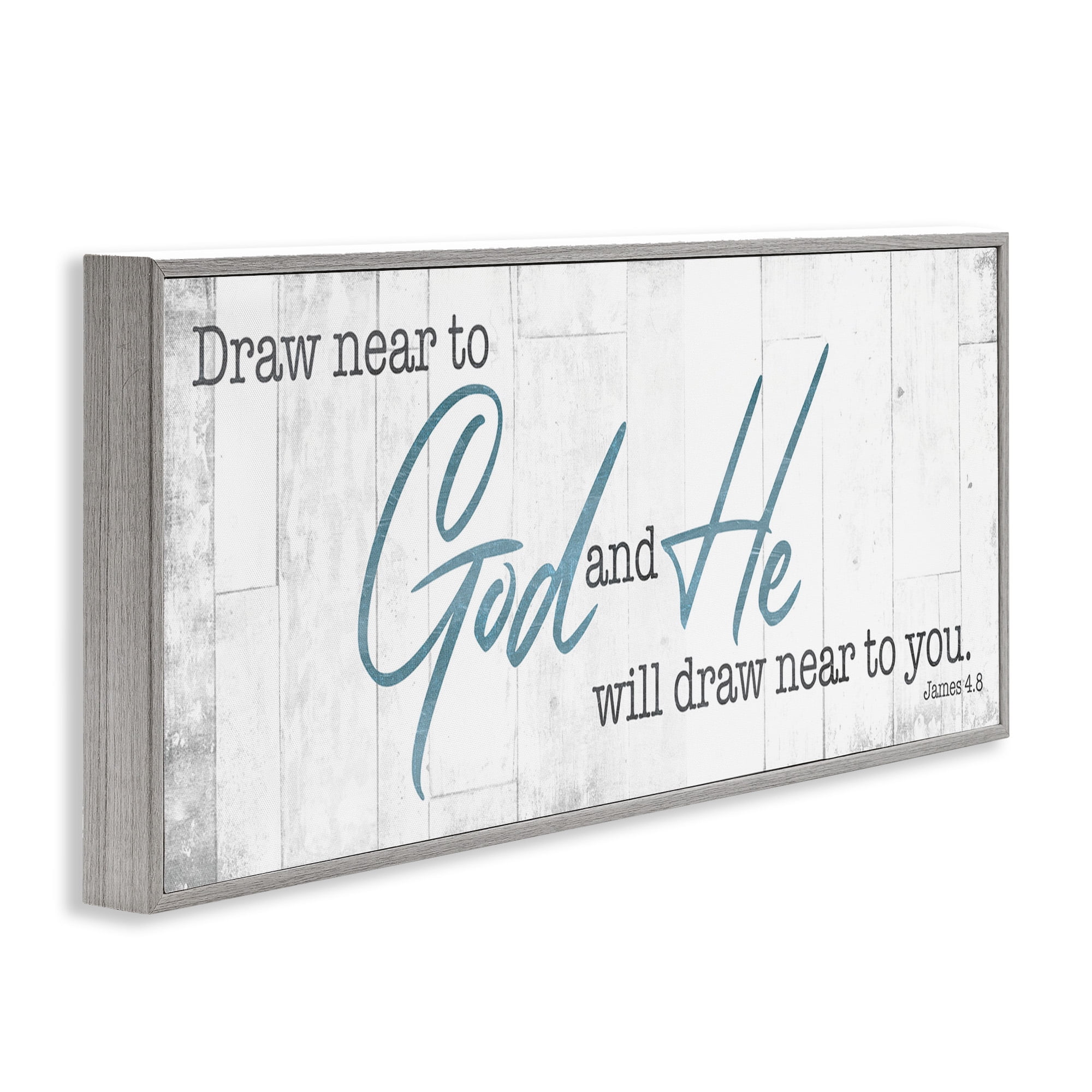 Stupell Industries Near to God Charming Proverb Religious Painting Gray Framed Art Print Wall Art, 24 x 10