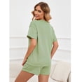 thumbnail image 2 of Defitshape Women's Plus Size Pajama Set Waffle Knit 2 Piece Summer Sleepwear Pjs Short Sleeve Shorts Set Soft Lounge Set Comfy Sleepwear with Pockets Light Green 4X-Large, 2 of 4