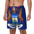 thumbnail image 5 of Mens Michigan Flag 2 in 1 Quick Dry Swim Trunks with Compression Liner Beach Shorts, 5 of 6