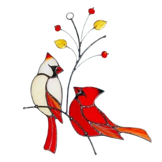 Bird Stained Window Hangings Decor for Car Decoration, Flat Animal Figure Ornament Gift