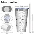 thumbnail image 4 of 16oz Tumblers Cute Halloween Ghosts Pattern Stainless Steel Vacuum Insulated Double Wall Travel Tumbler Cups Mug with Lid and Straw,Cleaning Brush for Coffee,Tea, 4 of 4