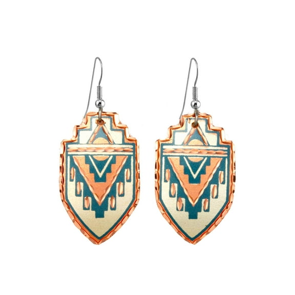 FRONT LINE JEWELRY Medieval Shield Copper Earring, Handmade Art Deco Jewelry, Unique Fantasy & Renaissance Style for Women(ShieldShape)