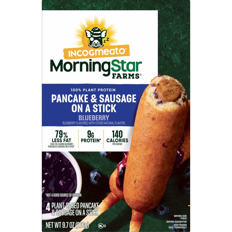 Plant-Based Blueberry Pancake and Sausage on a Stick