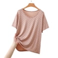 thumbnail image 5 of SROBPTY Womens Pajama Top Print Shorts Sleeve Crew Neck Shirts, 5 of 5