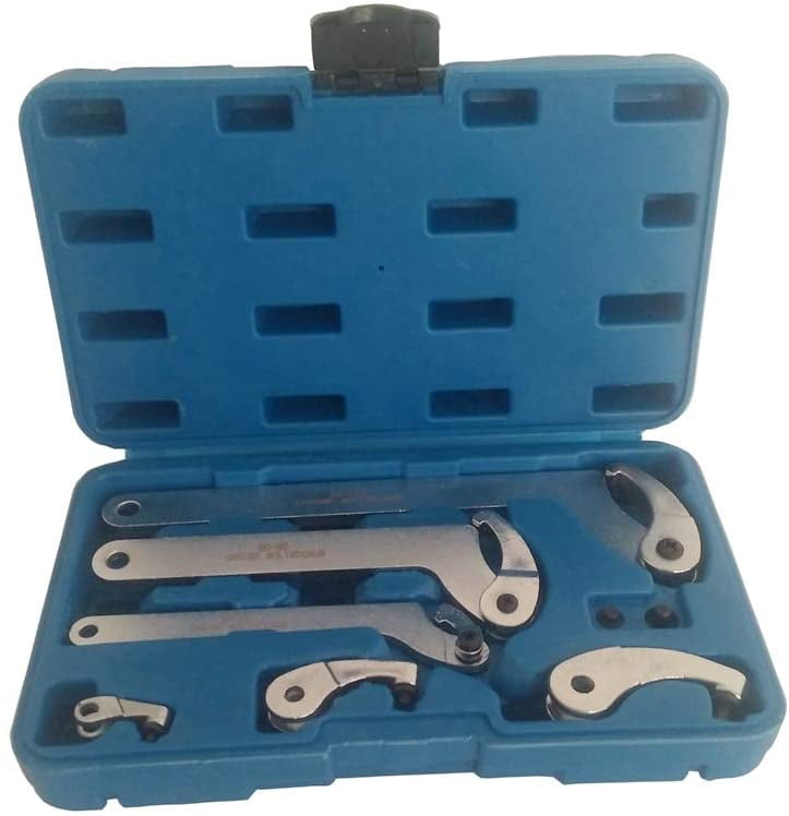 INTBUYING 6pc Adjustable Hook And Pin Wrench Spanner Tool Set Locking