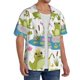 thumbnail image 2 of Balery Cartoon Frogs Camisa Casual de Manga Corta con Botones para Hombre, Texturizada, Estilo Cubano, para Playa, Verano-Small, 2 of 5
