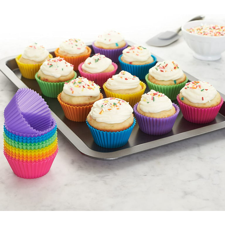 Silicone Cupcake Baking Cups Reusable Muffin Liners Small Bicolor Set – 7  Penn