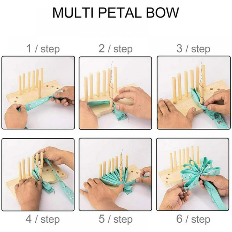 Bow Maker for Ribbon Wreaths, Double Sided Wooden Bow Making Tool for Crafts Hair Bow Makers Decoration for DIY Christmas Holiday Gift