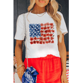 thumbnail image 2 of Women's White Floral Star American Flag Graphic T-Shirt for Casual Summer Style | [ZhiHiMeRi] | (US 20-22)2XL, 2 of 9