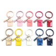 thumbnail image 3 of Mini monedero de piel sintética brillante para mujer, con borlas, llavero de color liso, monedero, color blanco, 3 of 4