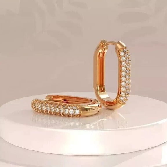 1.20Ct Round Cut Diamond Women's Huggie Hoop Earrings 14k Yellow Gold Plated