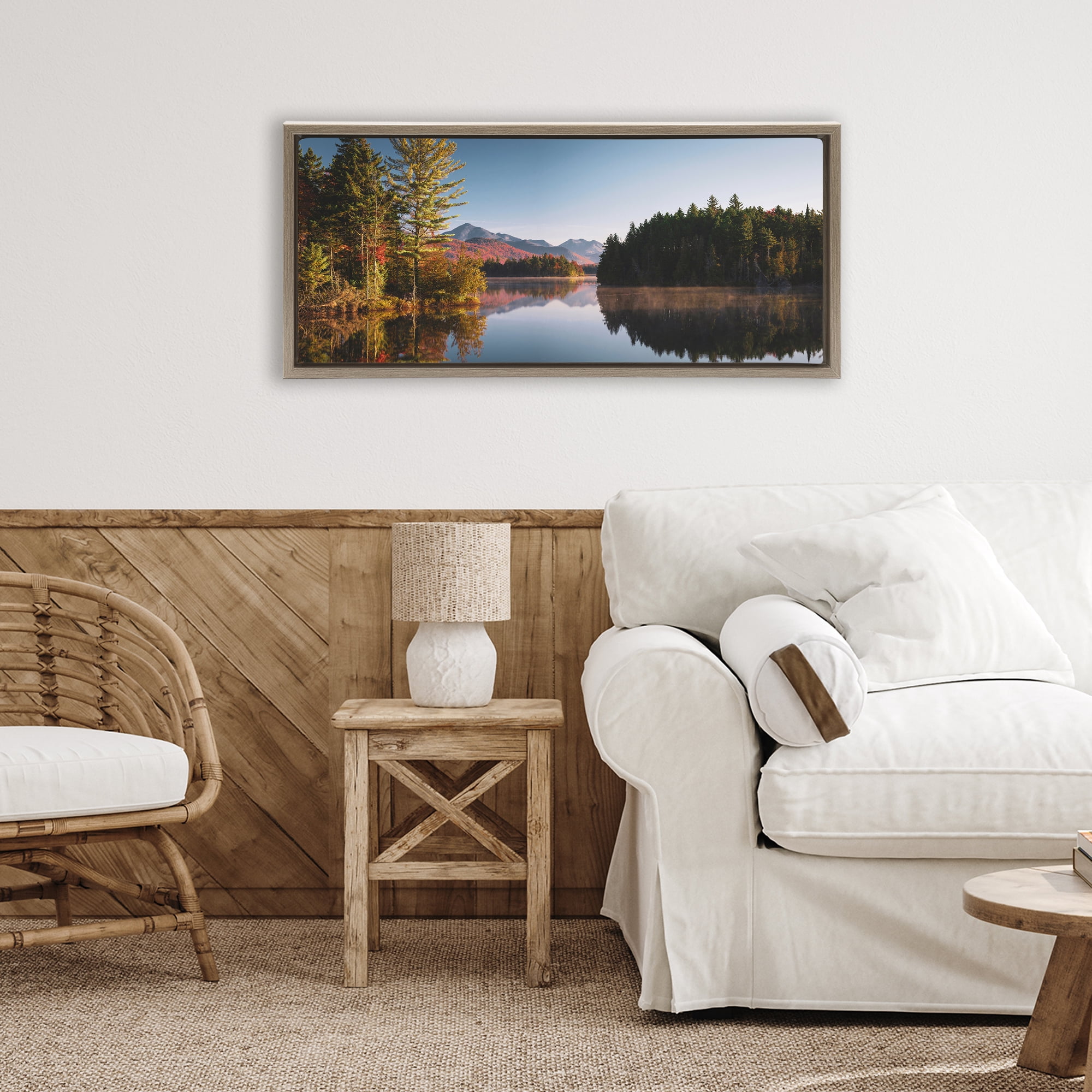 Stupell Industries Autumn Morning Reflection Brown Framed Floater Canvas Wall Art, design by Jonathan Zaharek
