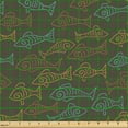 thumbnail image 2 of Ambesonne Teal and Brown Fabric by the Yard Upholstery, Fish Form with Dots, 5 Yards, Dark Sepia Caramel Green, 2 of 5