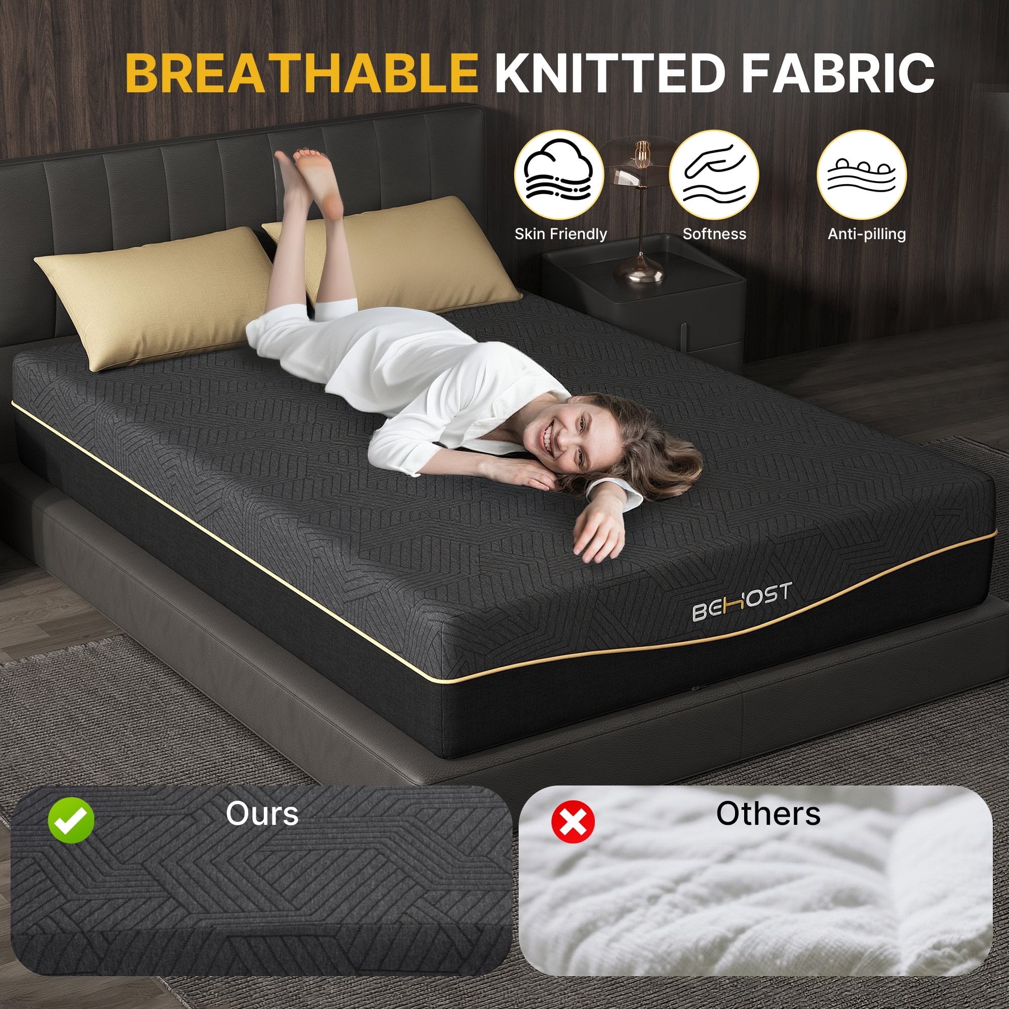 BEHOST 10 inch Memory Foam Full Size Mattresses, CertiPUR-US Certified, Medium Supportive Mattress