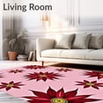 thumbnail image 2 of ODIKA 3'x5' Machine Washable Non-Slip Area Rug, Poinsettia Burst Traditional Floral Xmas High Traffic Rug with Pad, Pink, 627590, 2 of 8