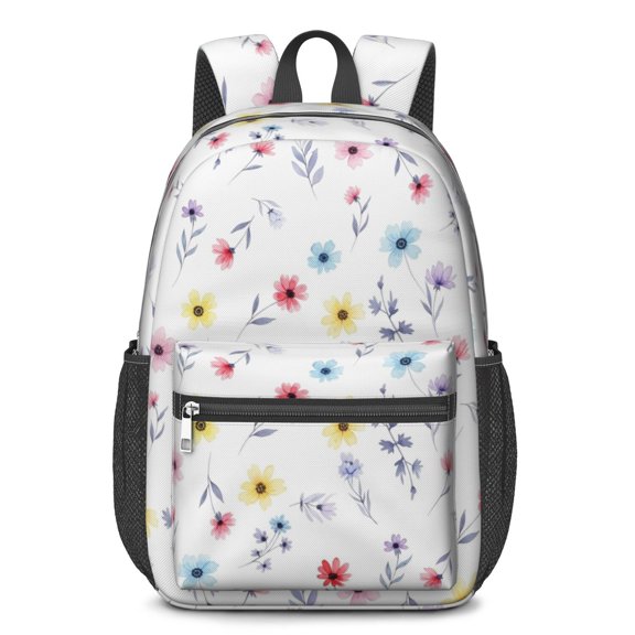 Pioneer Flower Floral Print Pattern 17" School Backpacks for Teens,Waterproof Oxford Fabric,S-Shape Padded Straps for School,Travel,Hiking,Camping