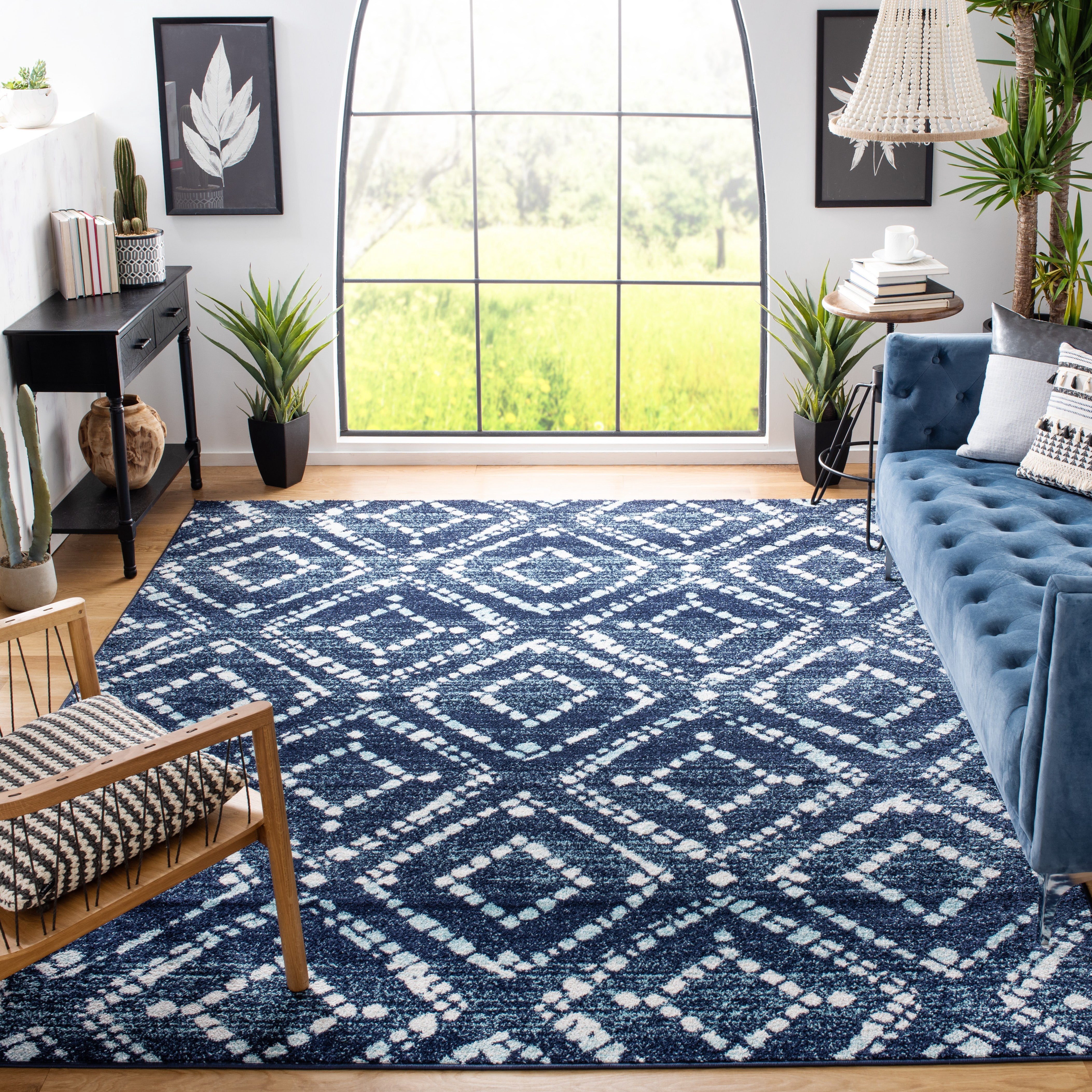 Safavieh Adirondack Lecia Geometric Area Rug, Navy/Ivory, 10' x 10' Square