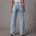 thumbnail image 4 of APEXFWDT Womens Jeans Mid Waisted Straight Leg Loose Stretchy Jeans for Women Trendy Full Length Wide Leg Jeans with Pocket L Blue, 4 of 8