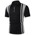 thumbnail image 4 of CHGBMOK Mens Collared Quarter Zipper Neck Shirts Striped Casual Classic Lightweight Short Sleeve Slim Fit Golf Shirt, 4 of 4