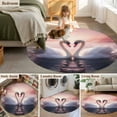 thumbnail image 6 of Valentine's Day Washable Round Area Rug 3 ft, White Swans Couple Romantic Pink, Soft Non Slip Rugs Stain Repellent Indoor Felt Carpet for Living Dining Room Bedroom Home Office, 6 of 9