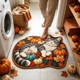 thumbnail image 7 of SLYNSHome Fall Irregular Floor Mat, Cute Sleeping Cat Pumpkin Non-Slip Bath Rug, Soft Washable Seasonal Shaped Carpet Roll Packed For Bathroom Living Room Entryway Decor, 7 of 7