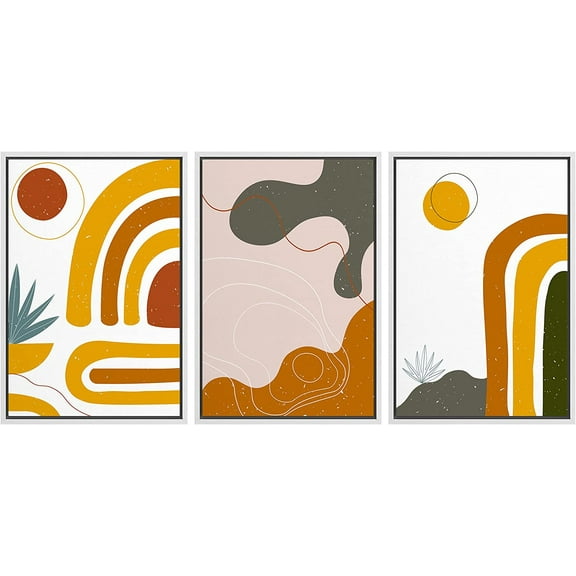 IDEA4WALL 3 Piece Framed Canvas Wall Art for Living Room, Bedroom Abstract Style Canvas Prints for Modern Home Decoration Ready to Hang