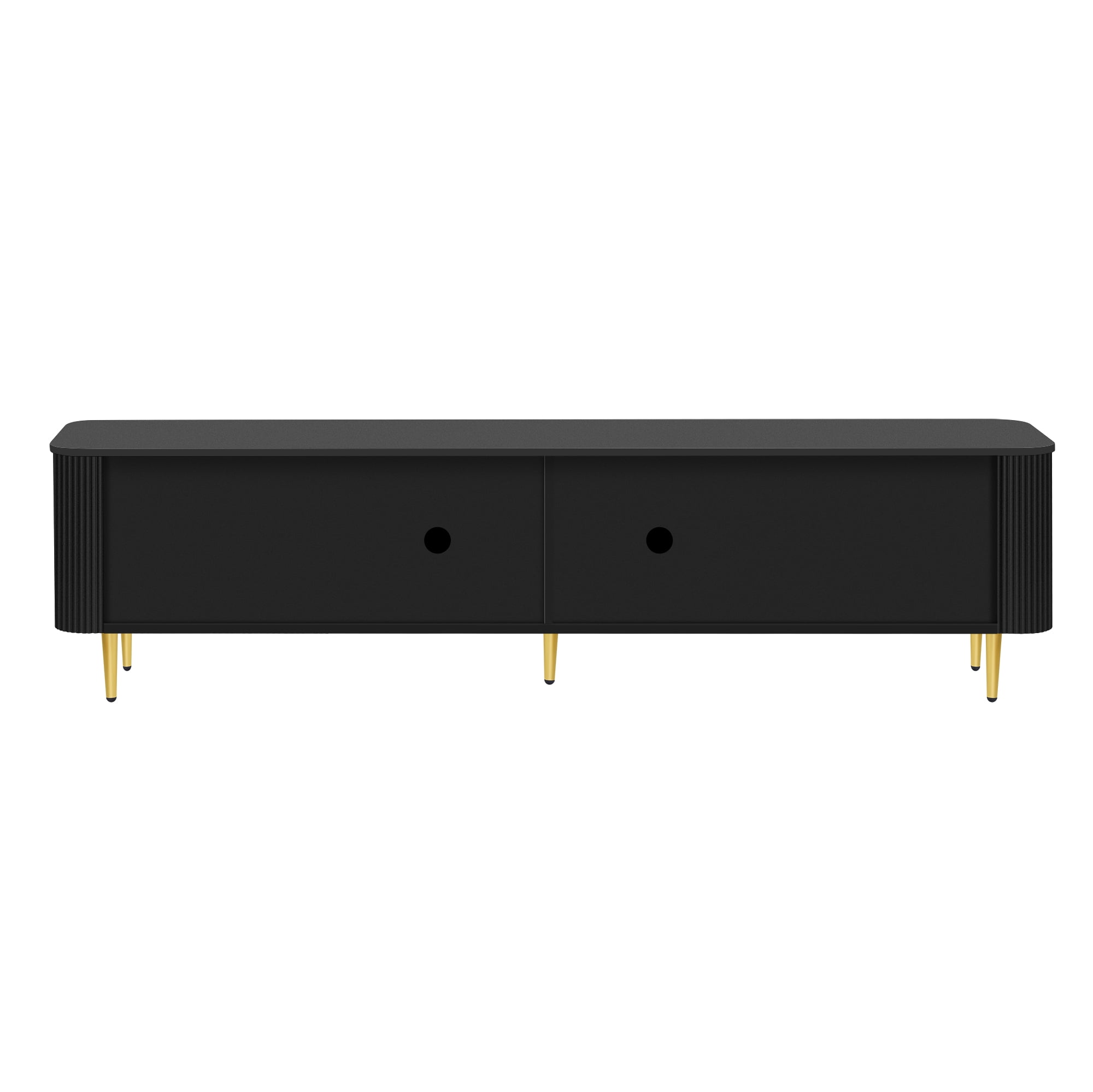 Euroco Modern Minimalist TV Stand with 4 Cabinets and Gold Metal Legs