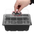 thumbnail image 5 of Uxcell 12 Cell Seeding Tray Kit, with Adjustable Humidity Domes and Base for Greenhouse Planting, Black 5 Pack, 5 of 6